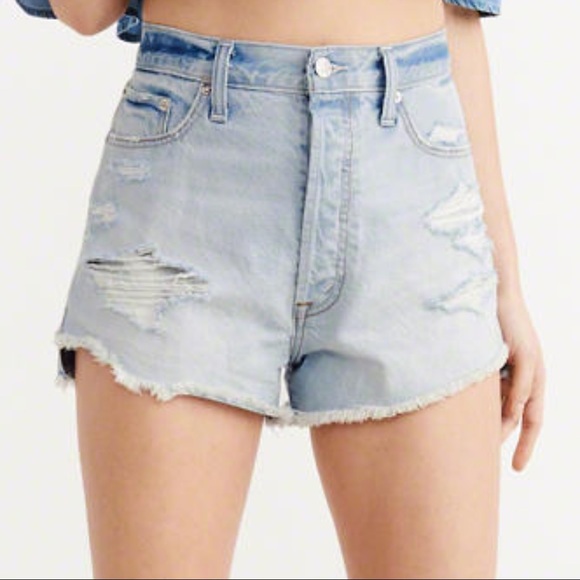 Abercrombie & Fitch High-rise Distressed Shorts - Picture 1 of 4